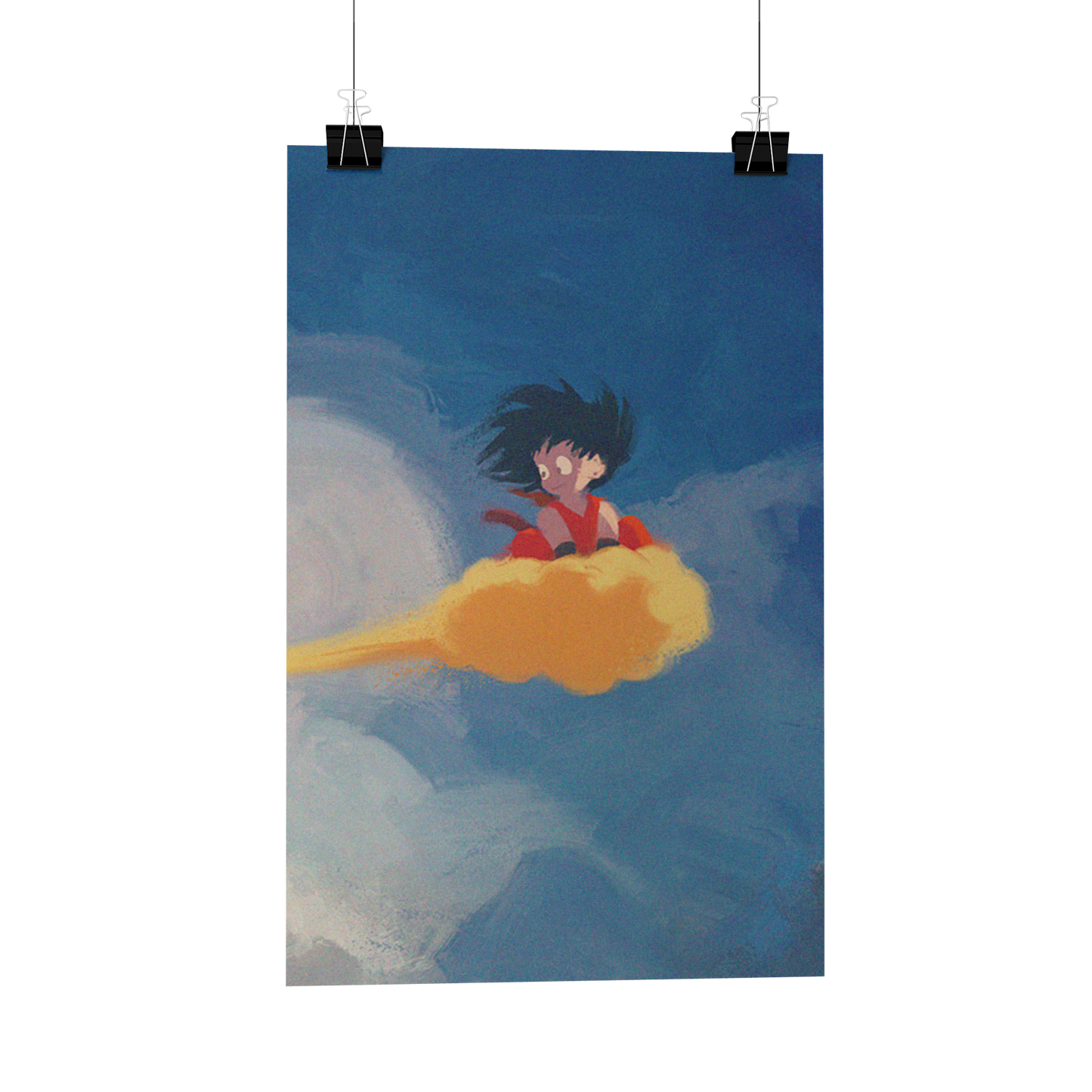 Kid Goku with Nimbus vintage dragon ball Poster