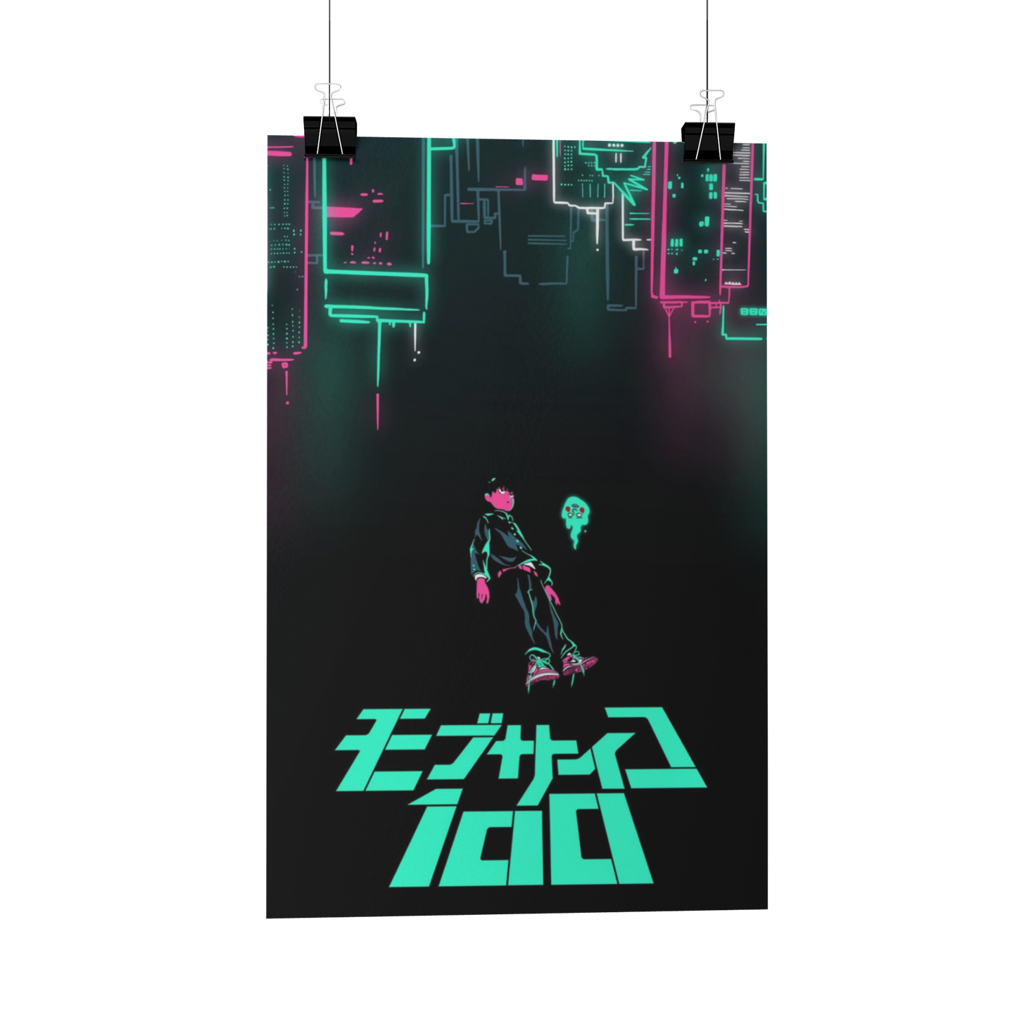 Mob Psycho 100 neon Title Metal Poster