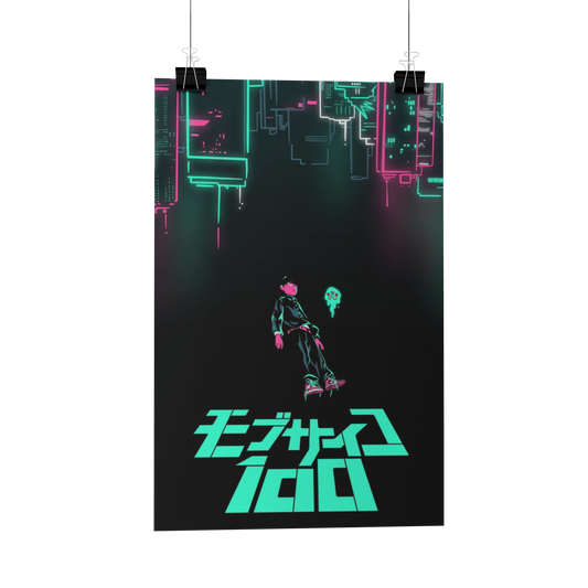 Mob Psycho 100 neon Title Poster