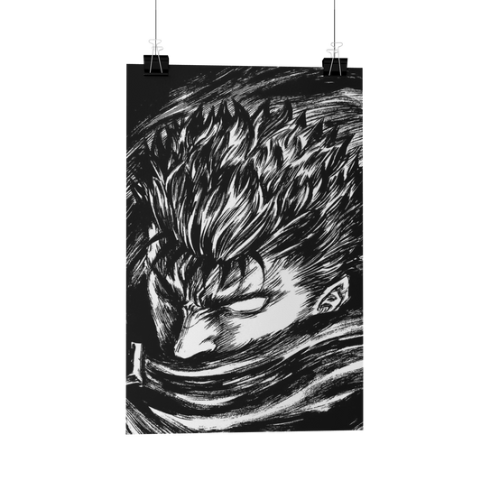 Guts Berserk Black & white Poster