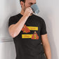 man drinking coffee and wearing a black tshirt with hotline bling meme of drake printed on it with selecting sleep over work, relatable work life memes