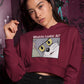 girl wearing a maroon crop hoodie with picture of tom in suspicious judging look asking Whatcha lookin' at? printed on it, sarcastic funny memes