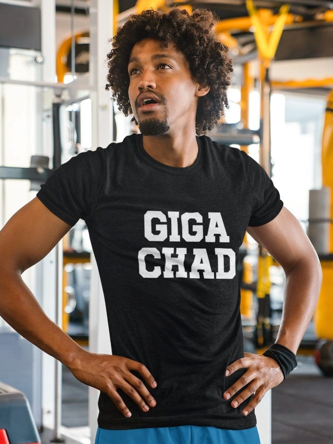 giga chad tee tshirt t-shirt gym vest Jim gim hunk train training buff doge shiba inu shiba-inu meme merchandise workout work-out work out sigma