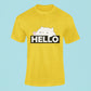 Elevate your casual style with our vibrant yellow round neck t-shirt. Featuring the adorable Bongo Cat playfully saying "Hello" on a bold signboard, this shirt adds a fun and friendly touch to your wardrobe. Made from comfortable cotton, it's perfect for everyday wear. Whether you're a meme enthusiast or just want to spread good vibes, this t-shirt is a cheerful choice. Join the Bongo Cat craze and say "Hello" to a trendy and lighthearted look. Grab yours today and let your playful side shine!