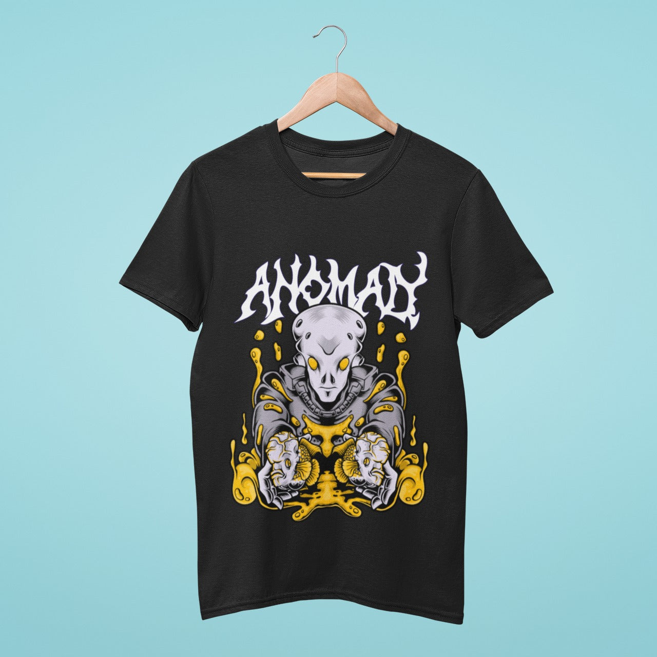 Discover the unknown with our black t-shirt featuring a funky alien astronaut design and the word "Anomaly" written above it. Perfect for space enthusiasts, this high-quality t-shirt is great for casual outings or as a gift. Make a statement with this unique and creative design, and order now to add some funk to your wardrobe!