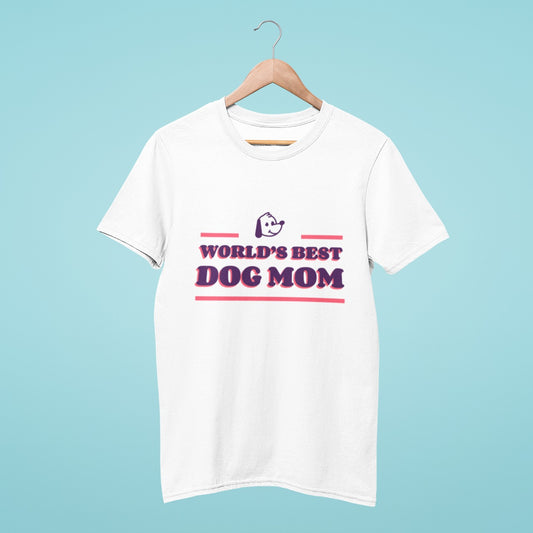 This white t-shirt proudly displays the title "World's Best Dog Mom" in bold lettering, making it the perfect gift for any proud dog mom. Made from high-quality material, this shirt is both comfortable and durable. Show your appreciation for your furry friend and celebrate your role as a dog mom with this stylish t-shirt.