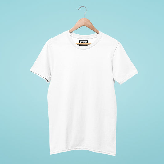 Our white simple and basic round neck t-shirt is the perfect blank canvas for any outfit. Made of premium cotton, it's lightweight, comfortable, and breathable. Its classic design makes it a versatile piece for any wardrobe, whether for work or play. Pair it with jeans, shorts, or a skirt for an effortless and stylish look. Available in a range of sizes, this white tee is a must-have staple for any fashion-conscious individual. Get yours now and elevate your wardrobe with this timeless piece!