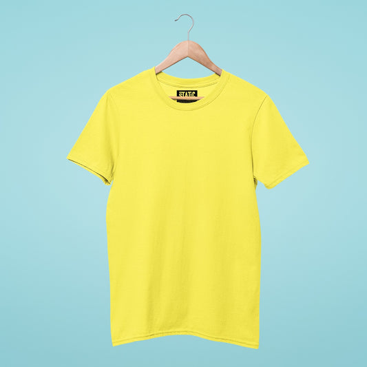 Add a pop of color to your wardrobe with our yellow simple and basic round neck t-shirt. Made from high-quality cotton, this t-shirt is soft, comfortable, and perfect for everyday wear. With a classic design featuring a round neck and no design, it's versatile and easy to pair with any bottoms. Available in a range of sizes, our yellow t-shirt is the perfect addition to your wardrobe. Dress it up or keep it casual, this t-shirt is a must-have.