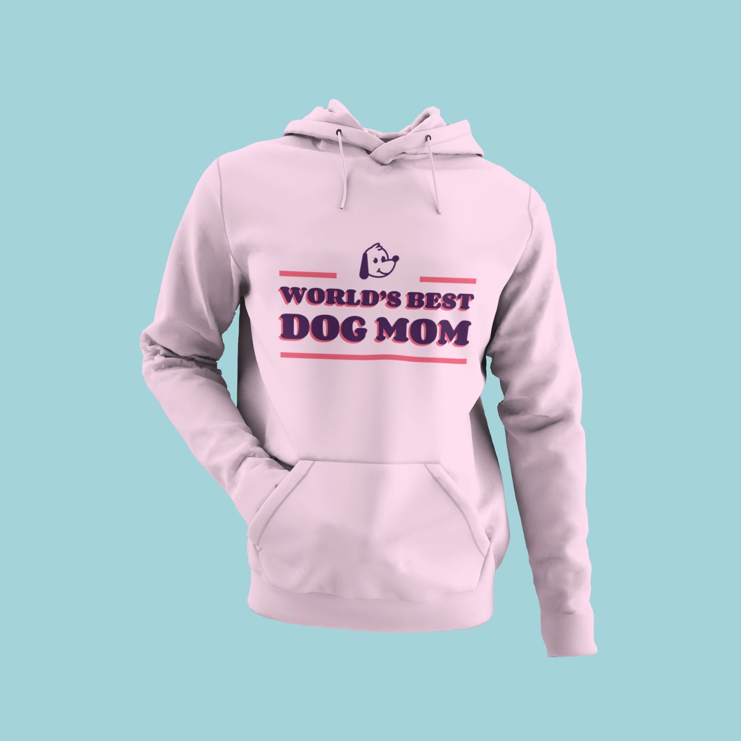 Show your love for your furry friend with our baby pink hoodie! Featuring the title 'World's Best Dog Mom' and a cute dog face image, this hoodie is perfect for all dog moms out there. Stay cozy and stylish while showing your love for your fur baby. Get yours today!