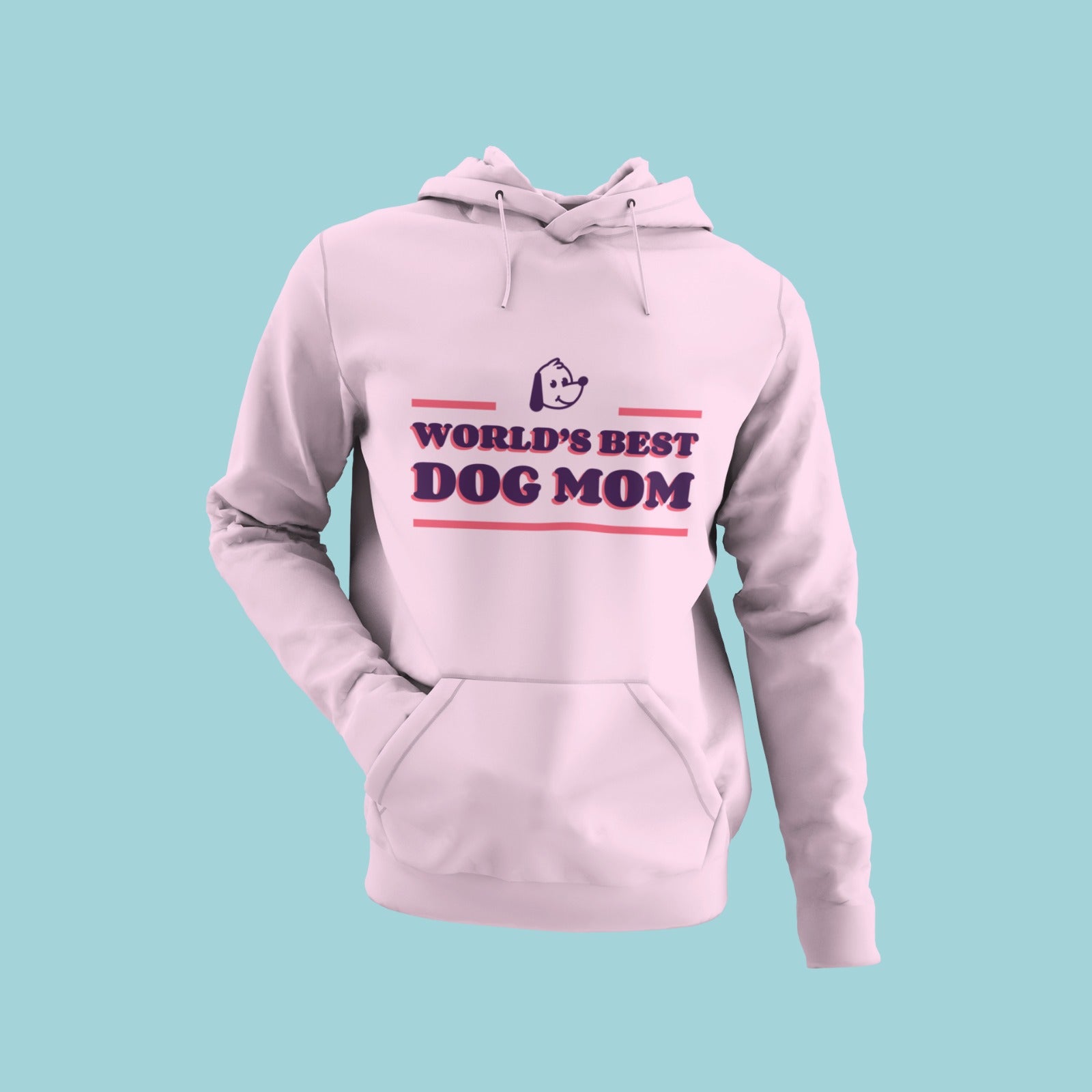 Show your love for your furry friend with our baby pink hoodie! Featuring the title 'World's Best Dog Mom' and a cute dog face image, this hoodie is perfect for all dog moms out there. Stay cozy and stylish while showing your love for your fur baby. Get yours today!