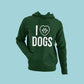 Get your paws on this olive green hoodie featuring an adorable paw print inside a heart symbol declaring your love for dogs! This hoodie is perfect for dog lovers who want to show off their furry friend in style. Made with comfortable fabric and available in olive green, it's perfect for everyday wear.