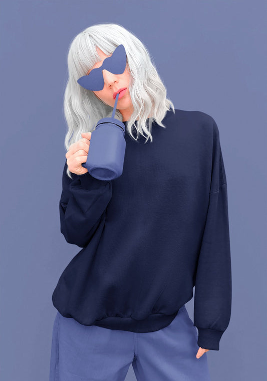 Daily Essentials || Navy Blue Oversized Sweatshirt