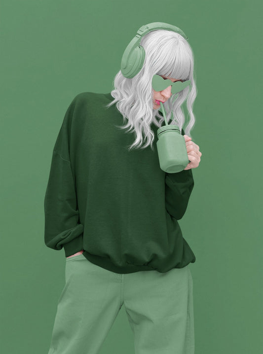 Daily Essentials || Bottle Green Oversized Sweatshirt