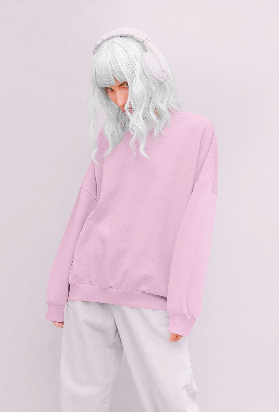 Baby Pink Oversized Sweatshirt || Essentials