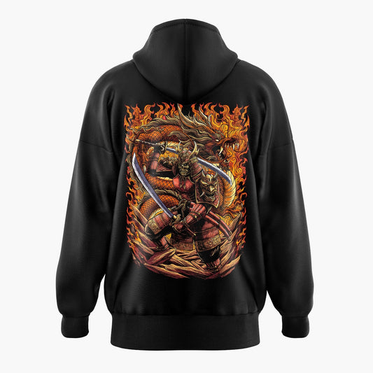 Fiery Dragon Samurai Oversized Hoodie